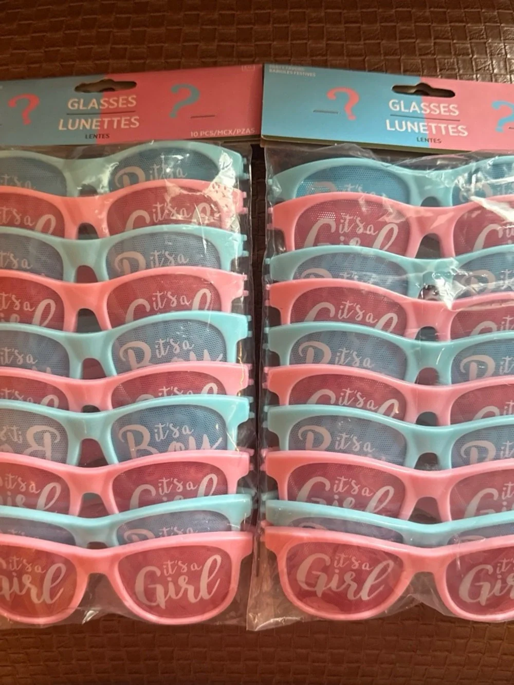 Gender Reveal 'It's a Girl' Pink & Blue Party Glasses - 2 Packs of 10
